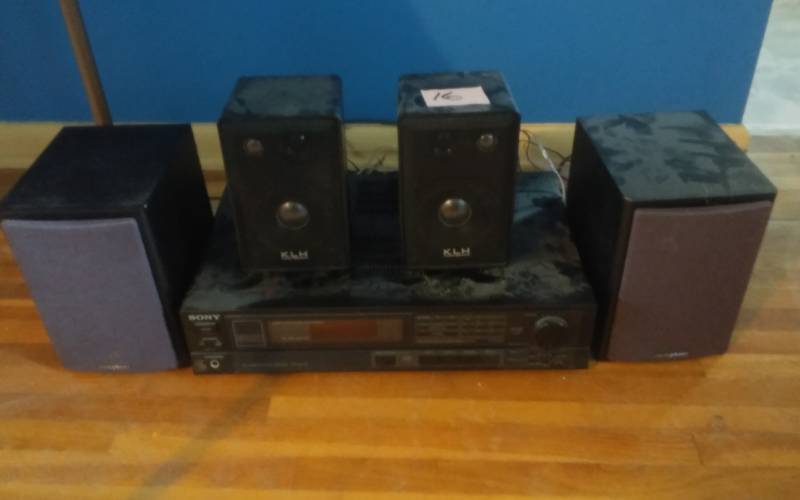 lot 16 image: Sony AmFm Reciever-Synthesizer, Pair Symphony Speakers, Pair KLH Speakers