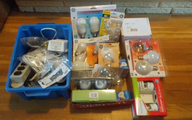 lot 22 image: Light Bulbs, Multi-Plugs, Extension Cord