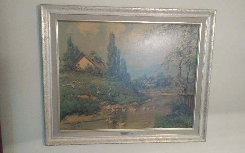 lot 33 image: Fancy Framed Picture Blossom Time By L. Neogrady 33x27