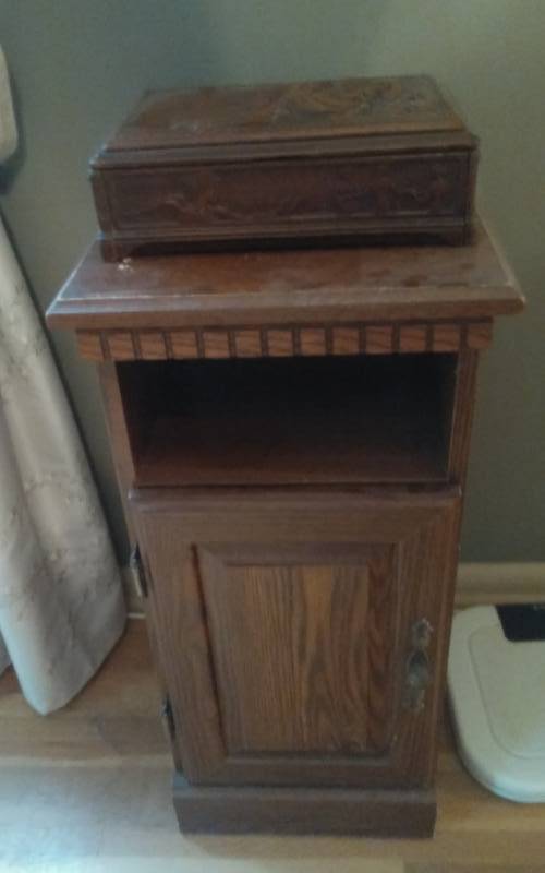 lot 52 image: Storage Cabinet 13x13x27, Unique Wood Mavrakos Candy BoxStash Box