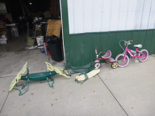 lot 85 image: Swing Set Items & Bicycle