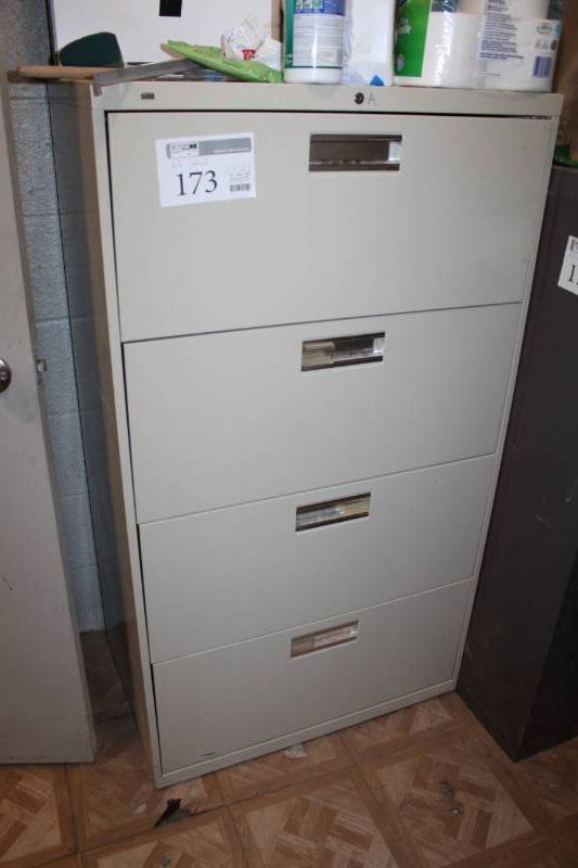 lot 173 image: Hon 4-Drawer Metal Lateral File Cabinet