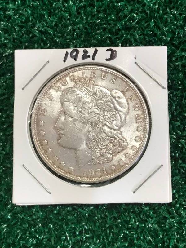 lot 9 image: 1921D Morgan Silver Dollar