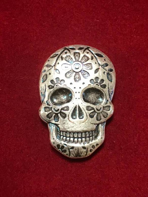 lot 25 image: Unique Sugar Skull 2oz (2 ounce) .999 Fine Silver Rare