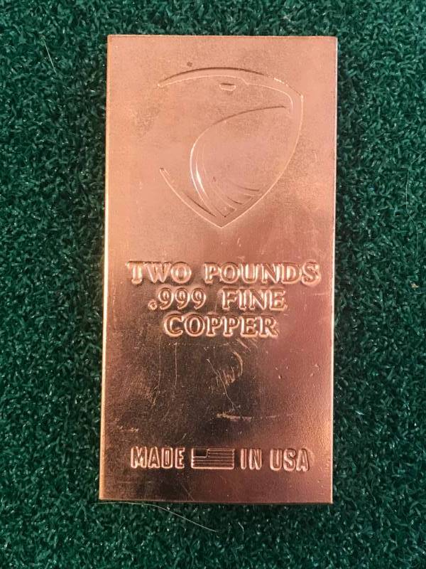 lot 31 image: 2 Pound Investment Grade .999 Fine Copper Bar