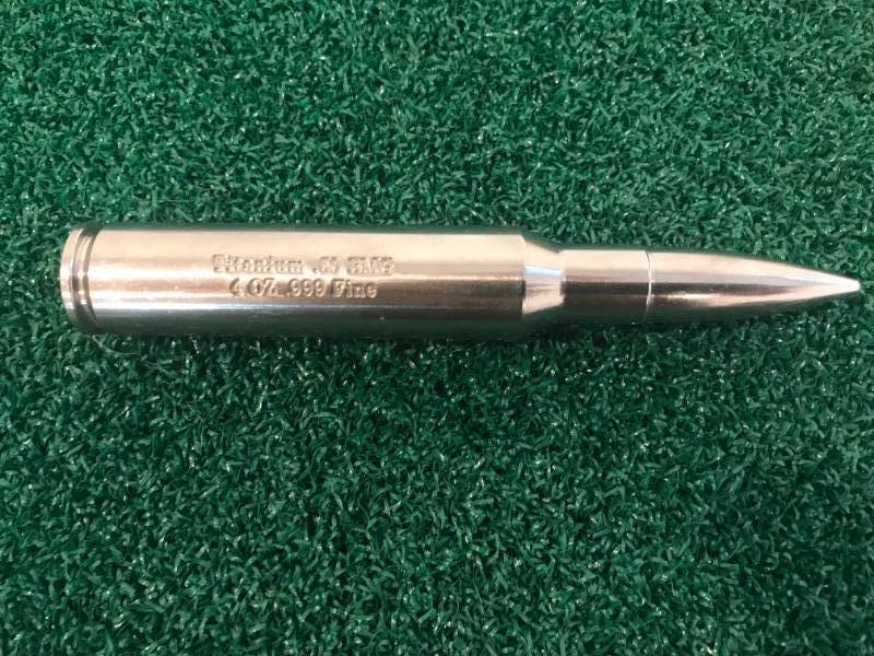 lot 58 image: 4 oz .999 Titanium .50 Cal Bullet BMG