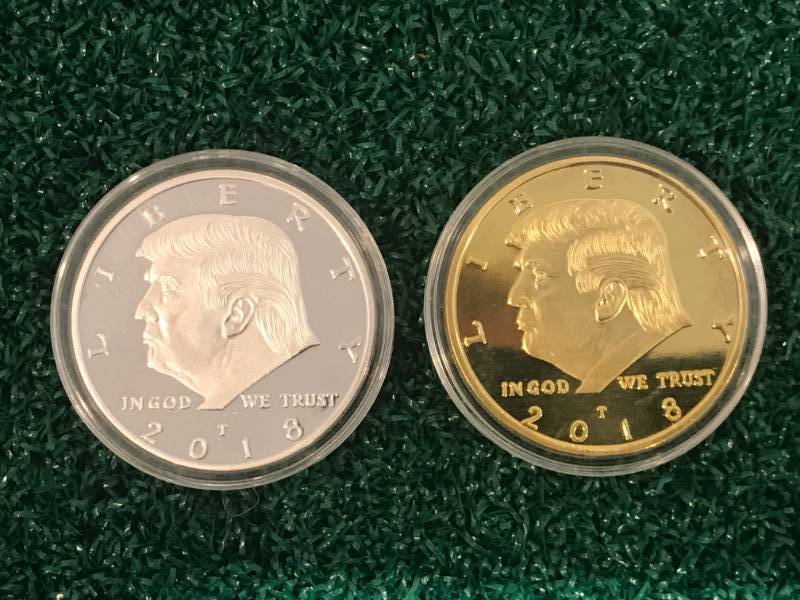 lot 59 image: 24K Gold & .999 Silver Plated 2 Coin Donald Trump Set