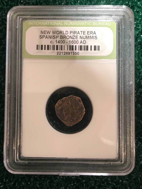 lot 66 image: Pirate Era Bronze Nummis Coin c.1400-1600 A.D.