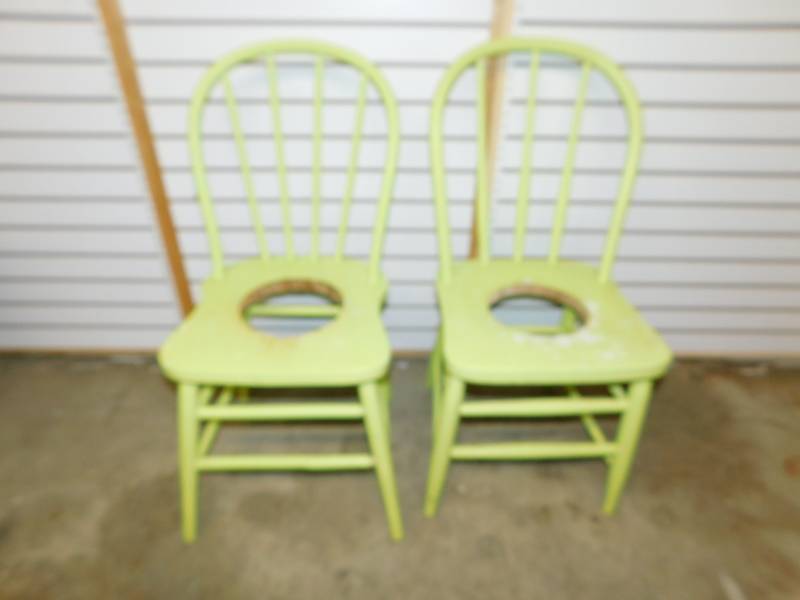 lot 17 image: Two Celery Green Wooden Chairs