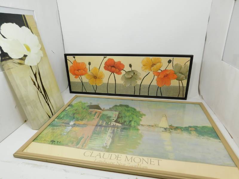 lot 44 image: One Framed Picture & Two Floral Print Pictures