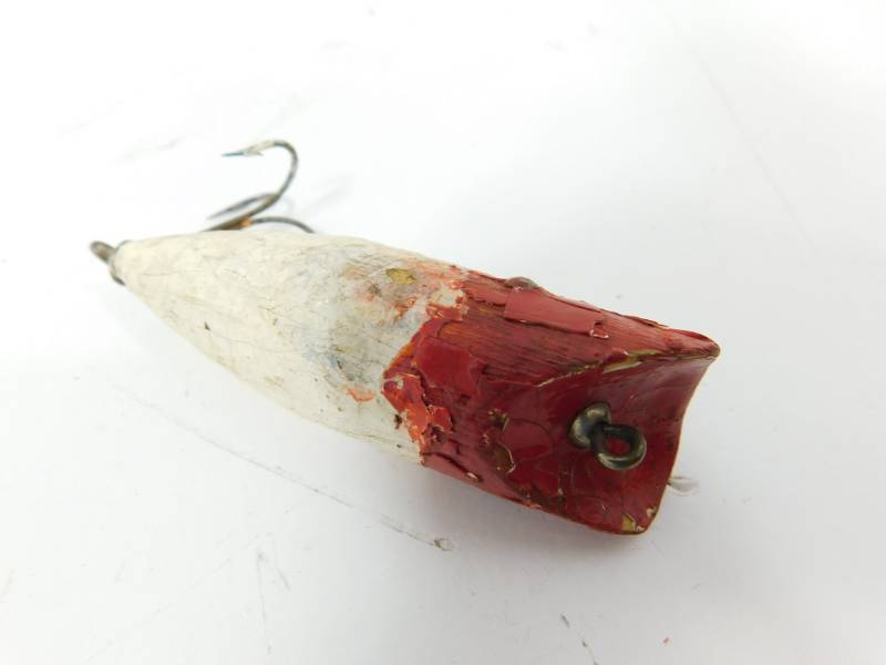 Wooden Vintage Fishing Lure--Red & White, Consignment Auction #130