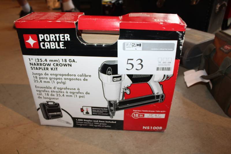 lot 53 image: Porter-Cable 1in. 18GA. Narrow Crown Stapler Kit