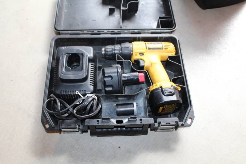lot 81 image: DeWalt 9.8VDC 38in. VSR Cordless Adjustable Clutch Drill w Case, 2-Battery, Charger