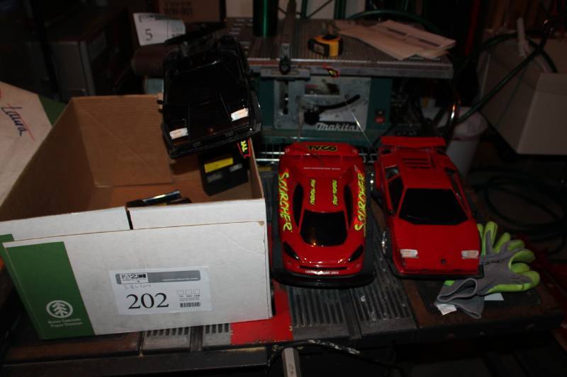 lot 202 image: Lot of (3) RC Cars w Accessories - Lamborghini, Scorcher 6x6, Lamborghini