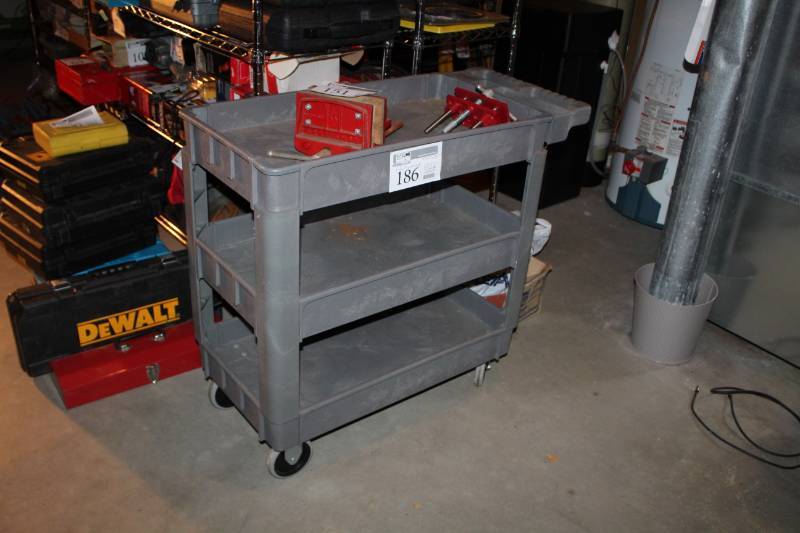 lot 186 image: 3-Shelf Plastic Work Cart