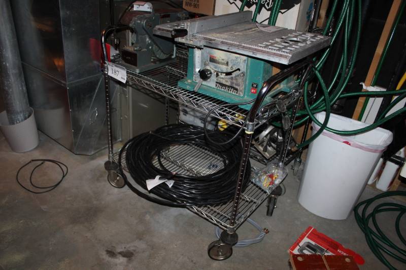 lot 187 image: 2-Shelf Metal Work Cart