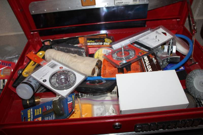 lot 13 image: Hammer, Pry Bar, Vise Grips, Wire Cutters, Scissors, C-Clamps, Pliers, And More