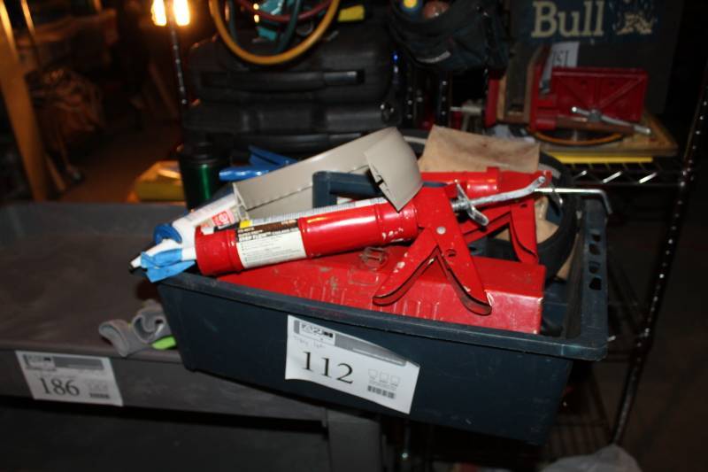 lot 112 image: Caulk Gun, Tool Box