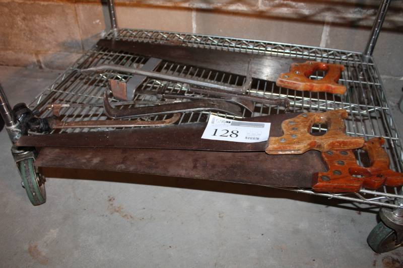 lot 128 image: Wood Saws, Pry Bars