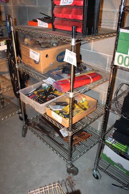 lot 193 image: NSF 4-Wire Shelf Rolling Metal Storage Rack