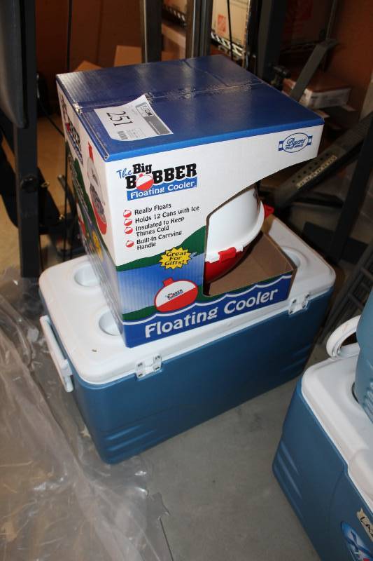 lot 251 image: Lot of (2) Coolers - Coleman Chest, Byers The Big Bobber Floating Cooler