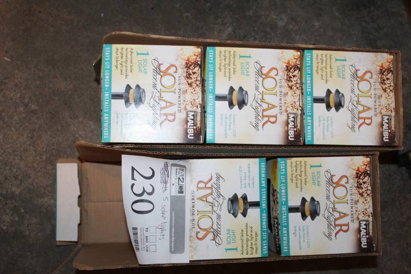 lot 230 image: Lot of (5) Malibu Solar Lights