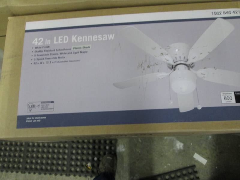 lot 149 image: Kennesaw 42 in. LED Indoor White Ce...