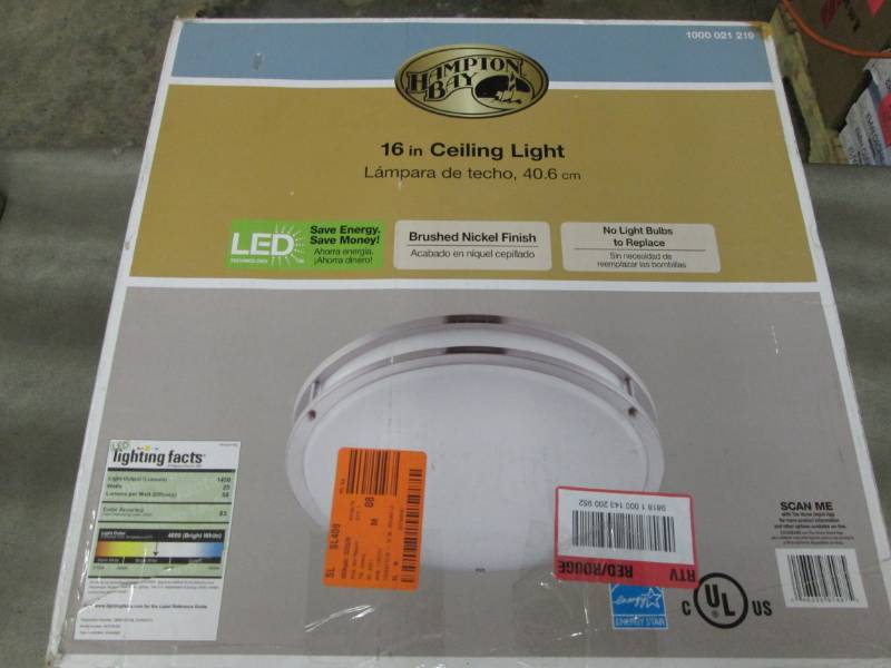 lot 203 image: Hampton Bay Brushed Nickel LED Roun...