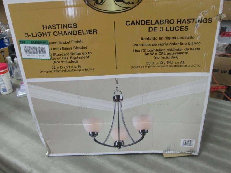 lot 214 image: Hampton Bay Hastings 3-Light Brushe...