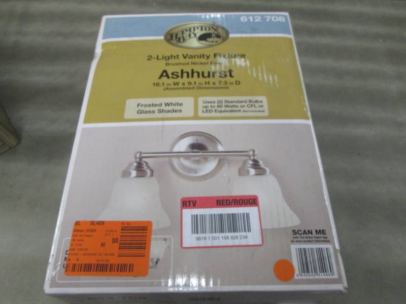 lot 269 image: Hampton Bay 2-Light Brushed Nickel ...