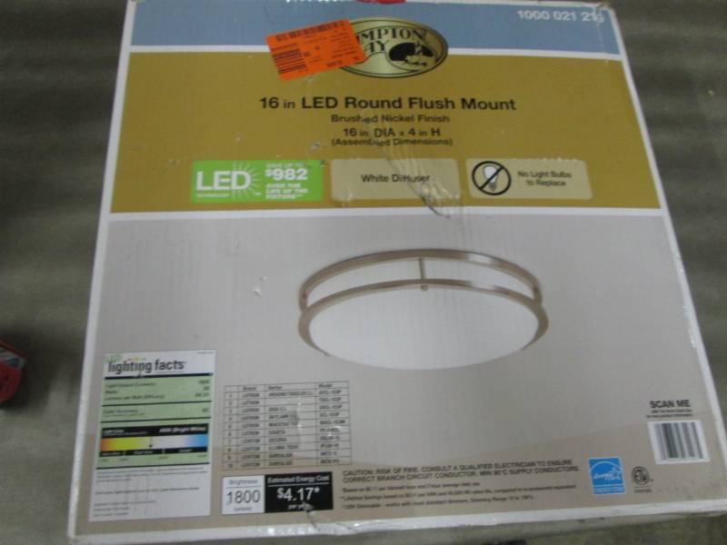 lot 279 image: Hampton Bay Brushed Nickel LED Roun...