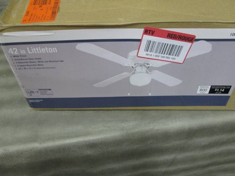 lot 282 image: Littleton 42 in. LED Indoor White C...