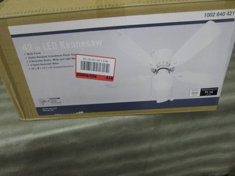 lot 287 image: Kennesaw 42 in. LED Indoor White Ce...