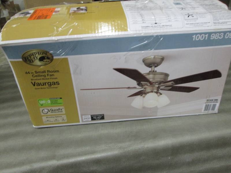 lot 291 image: Hampton Bay Vaurgas 44 in. LED Indo...