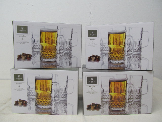lot 12 image: 16 Gibson Jewelite 21oz Glass Mugs 