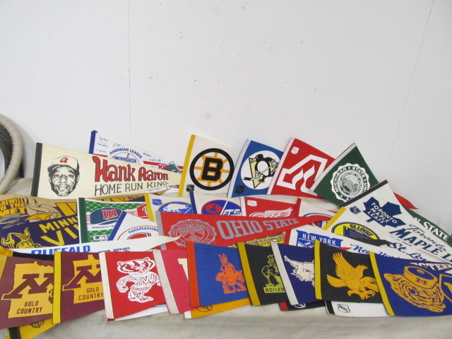 lot 78 image: LARGE Lot of Old Vintage Full Size Sports Pennants