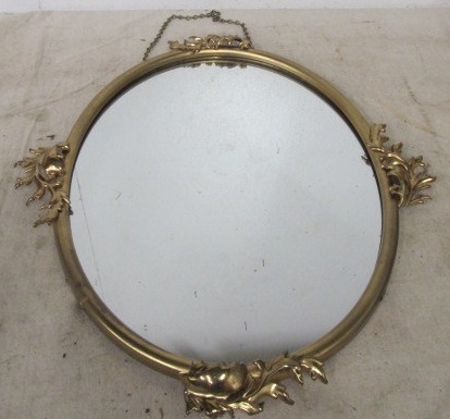 lot 117 image: Vintage Hollywood Regency Italian Gilt Metal Wall Mirror