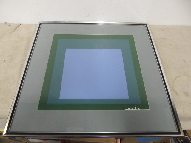 lot 141 image: Vintage JOSEPH ALBERS framed Lithograph Print - Homage to The Square