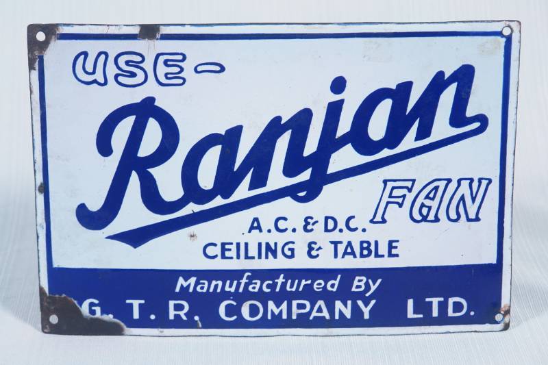 lot 3 image: Ranjan Porcelain Fan sign