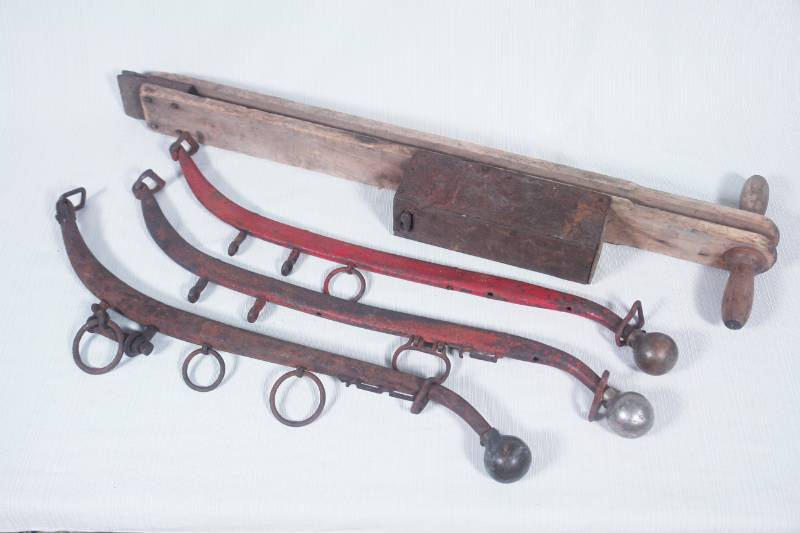 lot 45 image: Three Horse Hames and Antique Planter