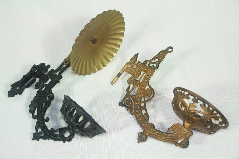 lot 44 image: Two Antique Wall-Mount Lamp Holders