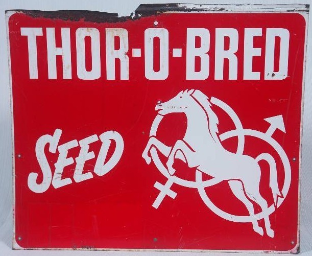 lot 4 image: Thoro-O-Bred Seed Metal Sign