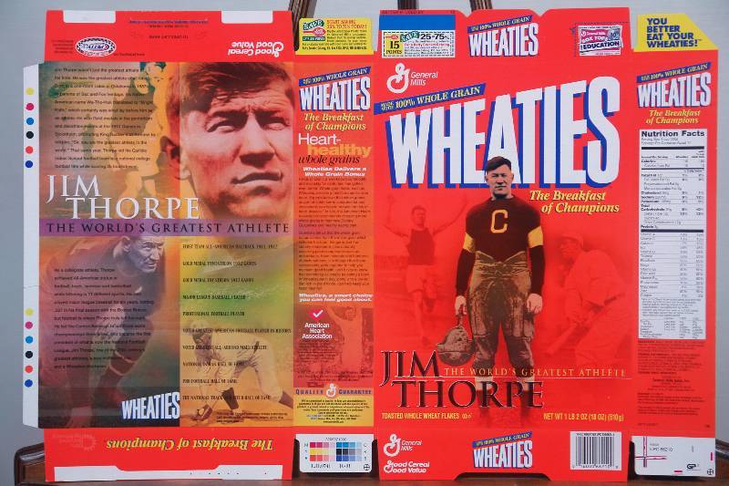 lot 83 image: Jim Thorpe Worlds Greatest Athelete Wheaties boxes