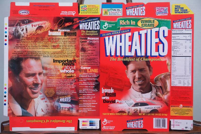 lot 84 image: David Person Legends of Racing Wheaties boxes
