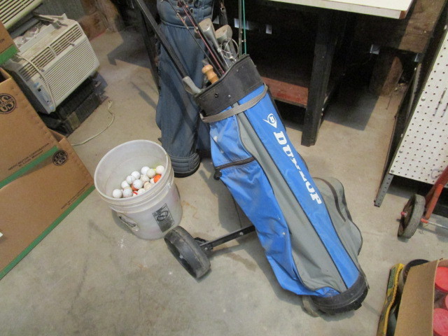 lot 70 image: Fishing Poles, Golf Clubs & Bucket of Balls