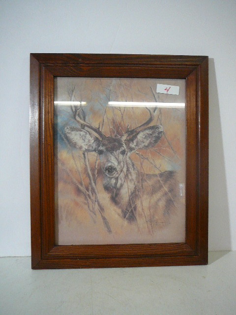 lot 4 image: Framed Deer Picture
