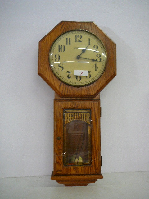 lot 7 image: Waltham Wooden Wall Clock