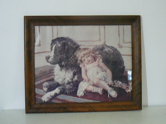 lot 27 image: Framed Print Dog & Girl