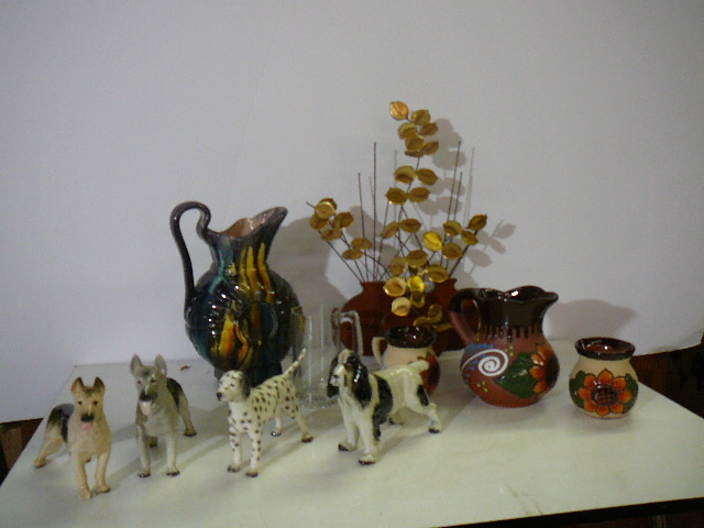 lot 82 image: Home Decor Dog Figurines Pitcher Cups Mug Large Pitcher