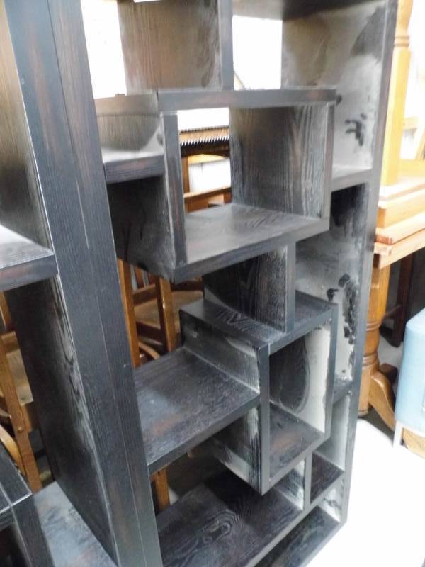 lot 38 image: Black Wooden Shelf